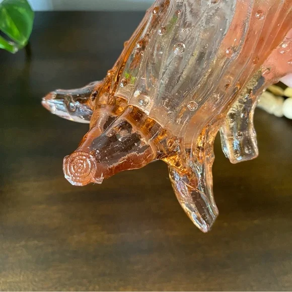 Antique Northwood LG Wright Pink Glass Town Tree Trunk Pump Creamer Vase Footed - Picture 5 of 9